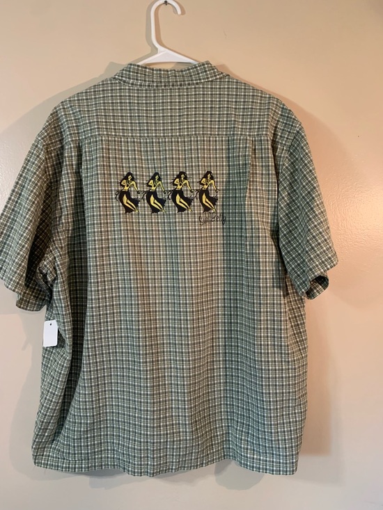 American Eagle Outfitters Other - Y2K American Eagle  Green Plaid Short-Sleeve Shirt with Embroidered Back Design